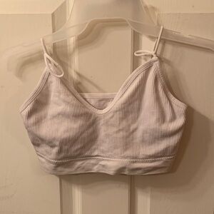 Elegant White Ribbed Bralette